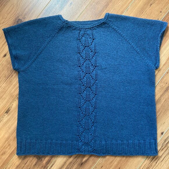 Blue Lace Front Tee Hand knit Small - Picture 6 of 10